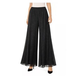 S Levine Black Sheer Palazzo Pants Womens Size XL Sparkle Pull On Dressy Formal
